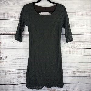 Free People Mini Dress Holly's Lace Scalloped Bodycon Size Small Gold Petticoat